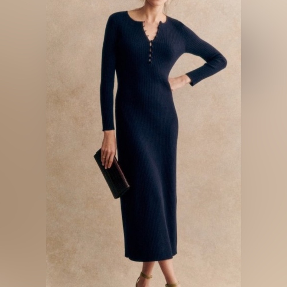 Sezane Meryl Dress (Navy)- NWT